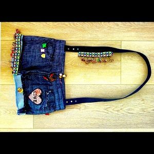 Denim, RawEdge bags handmade by Salina. One of a kind . Multi medium design